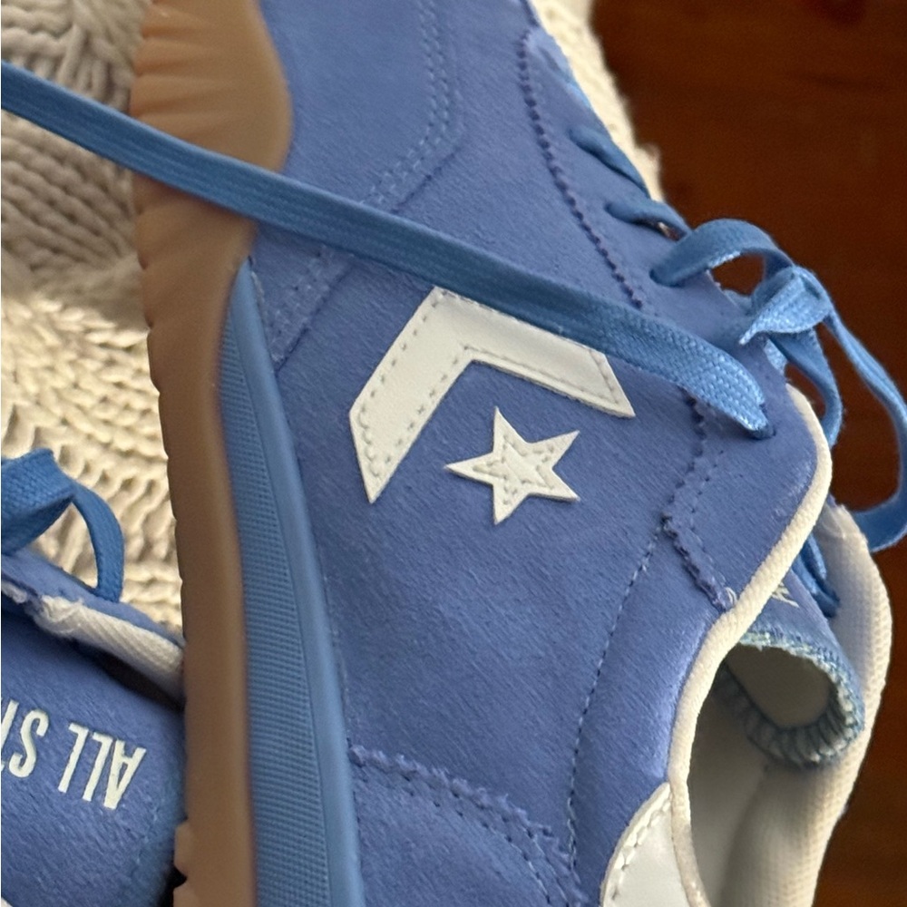 Converse All Star Super Low Blue Suede Sneakers with White Star - Picture 3 of 6